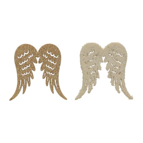 Floristik24 Scatter decoration Christmas wooden angel wings glitter 3×4cm 72 pcs