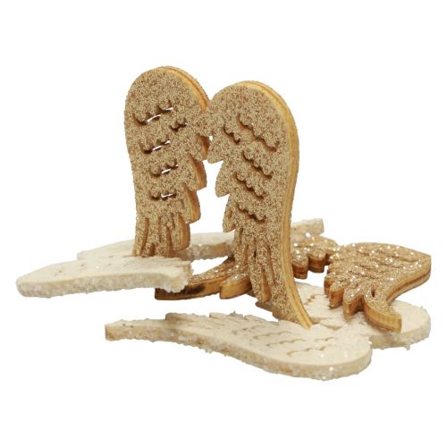 Floristik24 Scatter decoration Christmas wooden angel wings glitter 3×4cm 72 pcs