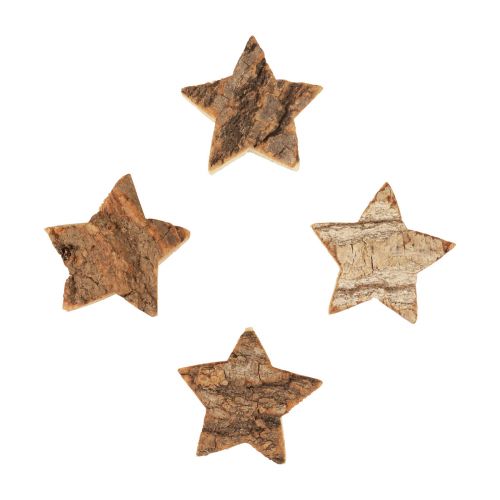Product Scatter decoration Christmas stars wooden stars with bark Ø5cm 12pcs