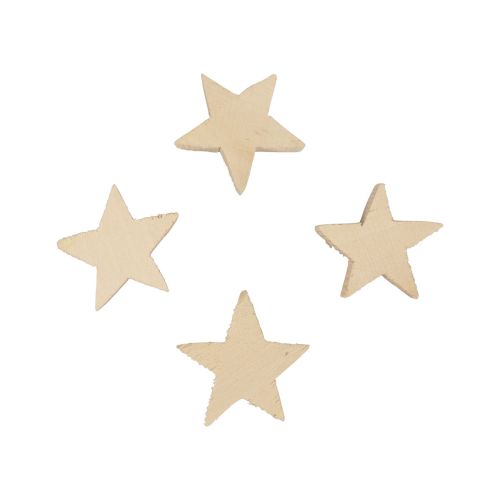 Product Scatter decoration Christmas stars natural wooden stars Ø4cm 24pcs