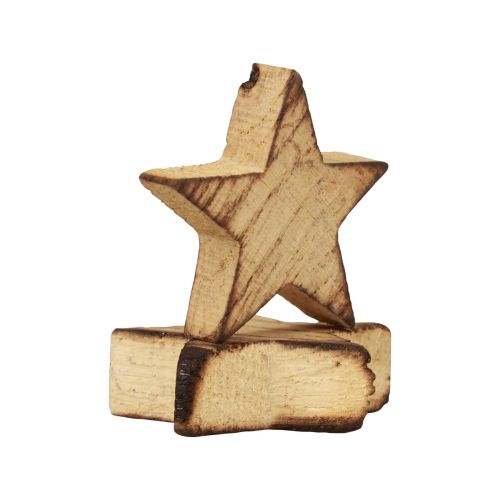 Product Scatter decoration Christmas stars flamed wooden stars Ø4cm 24 pcs