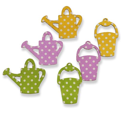 Floristik24 Watering can / bucket made of wood 8cm assorted 12pcs