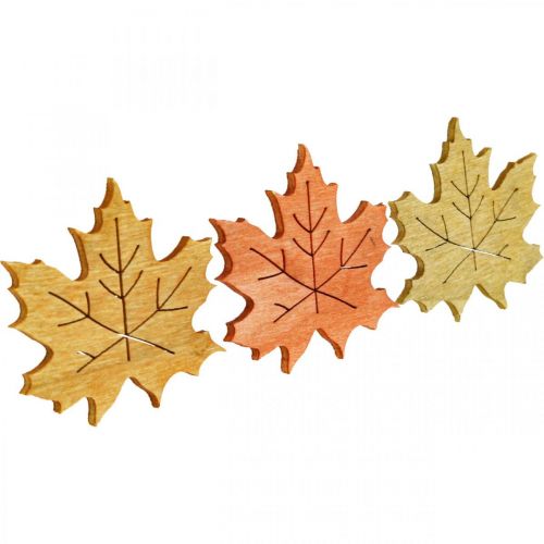 Product Table decoration autumn, scatter decoration wood maple leaf W4cm 72p