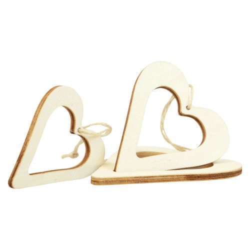 Product Wooden hearts decoration hanger wooden decoration heart natural 6/8/10/12cm 16 pcs