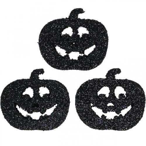 Scatter decoration Halloween pumpkin decoration 4cm black, glitter 72pcs