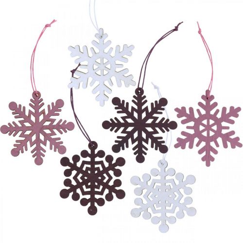 Product Christmas tree decorations snowflake pendant wood 8cm 36pcs