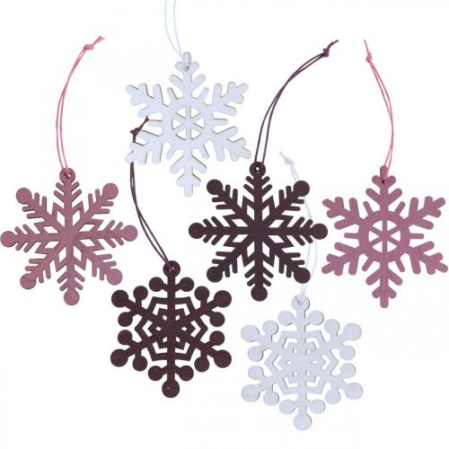Product Christmas tree decoration snowflake pendant wood 8cm 36 pcs