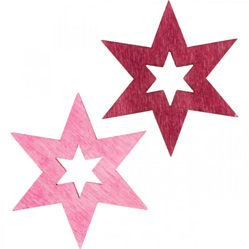 Wooden stars decoration confetti Christmas purple H4cm 72 pcs