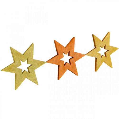 Product Wooden stars deco sprinkles Christmas Orange H4cm 72p
