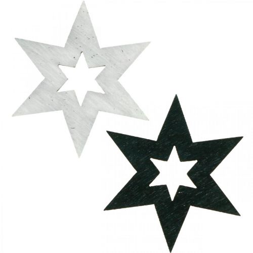 Floristik24 Wooden stars decoration confetti Christmas black H4cm 72 pcs
