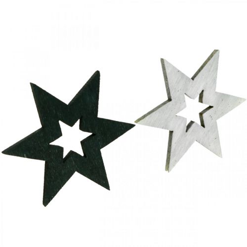 Product Wooden stars decoration confetti Christmas black H4cm 72 pcs
