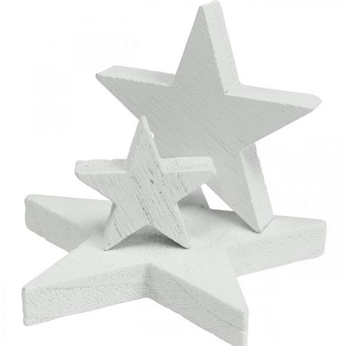 Floristik24 Scatter decoration wooden stars Christmas white 2.5/4.5/6.5cm 29p
