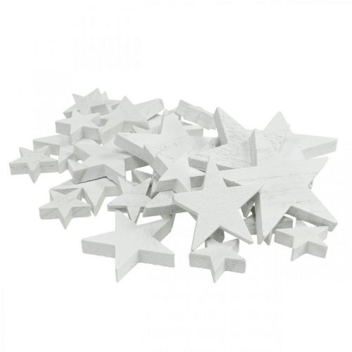 Floristik24 Scatter decoration wooden stars Christmas white 2.5/4.5/6.5cm 29p