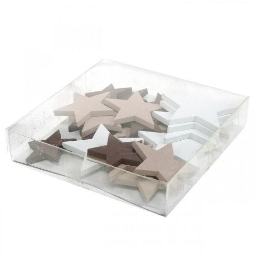 Floristik24 Wooden stars decoration confetti Christmas mix 48 pieces
