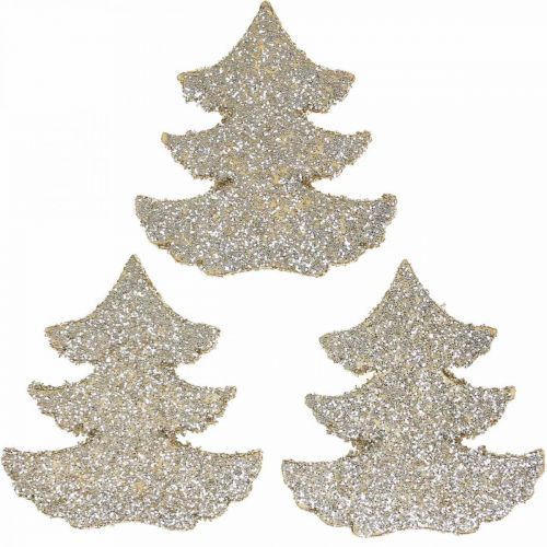Floristik24 Scatter decoration Christmas fir tree gold glitter 4cm 72p