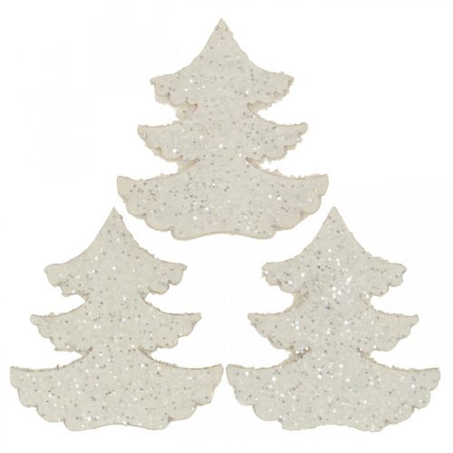 Floristik24 Scatter decoration Christmas fir tree white glitter 4cm 72p