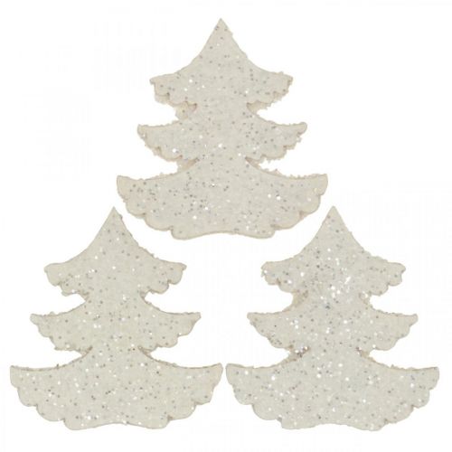 Scatter decoration Christmas tree white glitter 4 cm 72 pcs