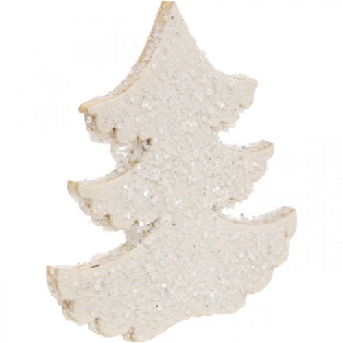 Product Scatter decoration Christmas fir tree white glitter 4cm 72p
