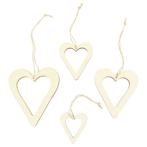 Product Wooden hearts decorative hanger wooden decorative heart natural 6/8/10/12cm 16pcs