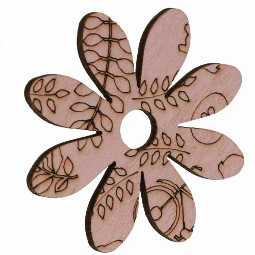 Product Wooden flowers scattered decoration blossoms green/pink/blue/nature Ø3.5–5cm 72p