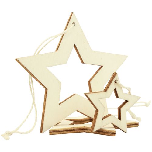 Product Wooden stars decoration hanging wooden star natural 6/8/10/12cm 16 pcs