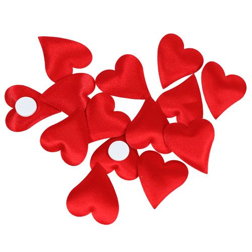 Floristik24 Decorative hearts with glue dot red 3cm 100p