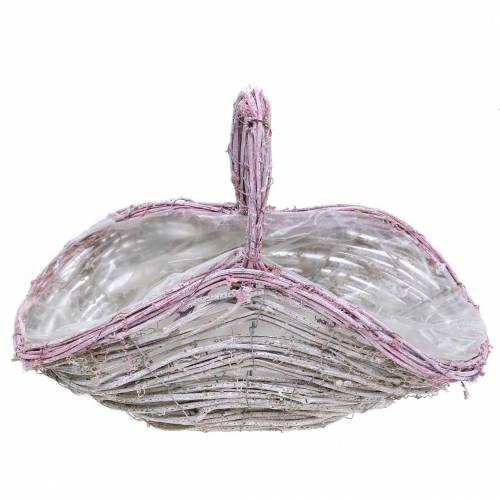 Floristik24 Flower basket with handle white-old rose 35cm × 17cm H25cm