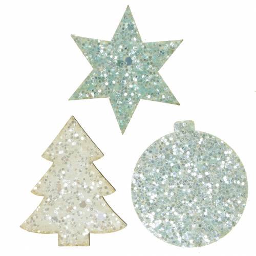Floristik24 Scatter Decoration Christmas White/Turquoise Sequins 36 Pcs