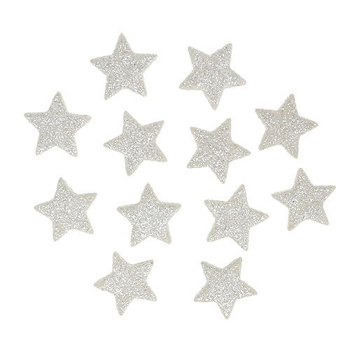 Floristik24 Scatter stars with glitter cream 2.5cm 96pcs