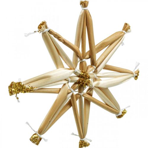 Product Straw Stars Glitter Gold Set Christmas Decorations Ø8cm 24 pcs