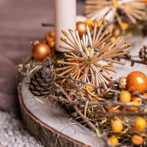 Product Straw Stars Glitter Gold Set Christmas Decorations Ø8cm 24 pcs