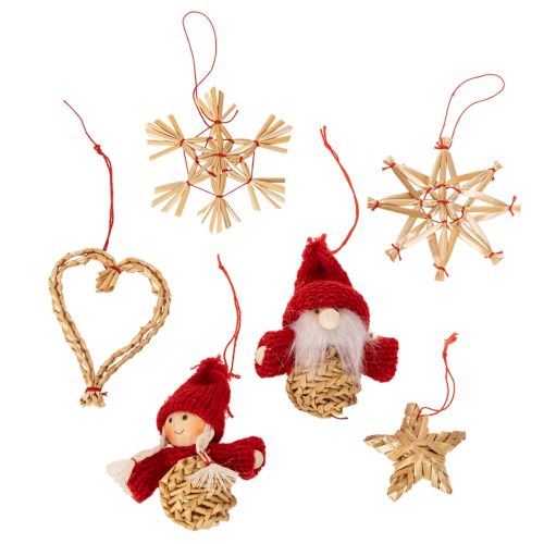 Straw ornament set Christmas tree decorations figures and stars 6cm 30pcs buy online | Floristik24.ie