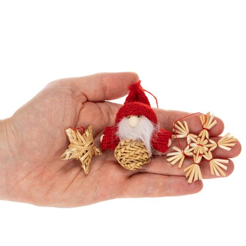 Straw ornament set Christmas tree decorations figures and stars 6cm 30pcs | Floristik24.ie