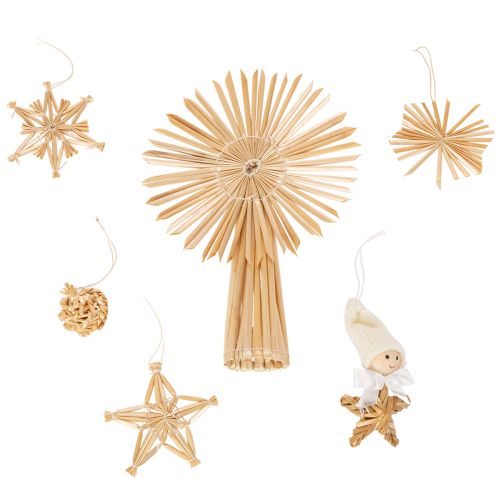 Straw Star Set Christmas Tree Ornaments Figures and Stars 35pcs