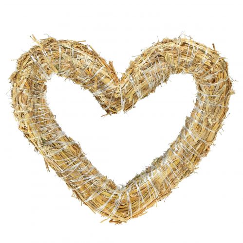 Straw mat heart 33x34cm