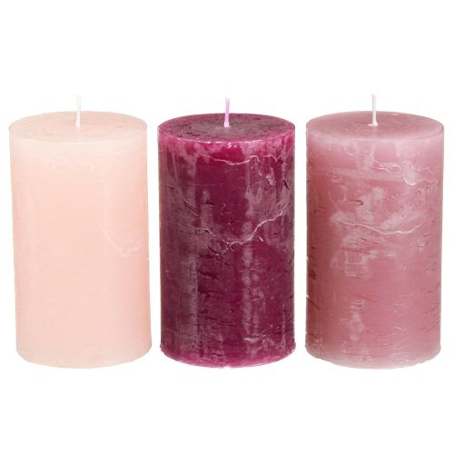 Product Pillar Candles 3 Colors Berry Various Sizes 12 Pcs