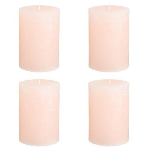 Product Pink pillar candles, light pink, solid color, 70x100mm, set of 4, Easter candle, wedding decoration