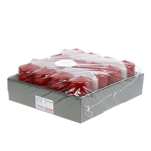 Floristik24 Pillar candle 100/60 old red 16 pcs