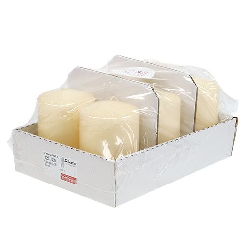 Floristik24 Pillar candle 120/80 cream 6 pcs