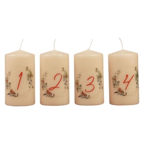 Floristik24 Advent candles Advent wreath 1-4 cream 130/70mm 4pcs