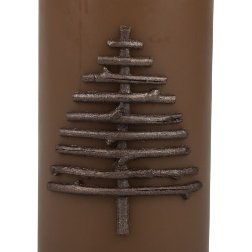 Product Christmas candle, brown, Christmas tree, 150x70mm, Advent