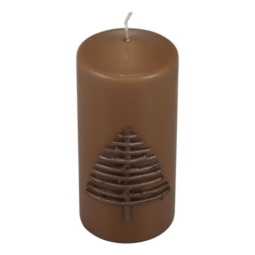 Product Christmas candle, brown, Christmas tree, 150x70mm, Advent