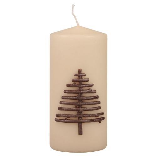 Product Christmas candle, beige, fir tree design, 150/70mm, 63h, RAL