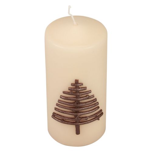 Product Christmas candle, beige, fir tree design, 150/70mm, 63h, RAL
