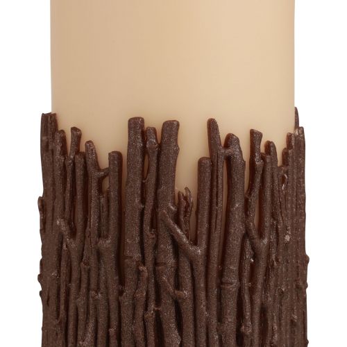 Product Rustic pillar candle with branches, beige, 150x70mm, decorative candle
