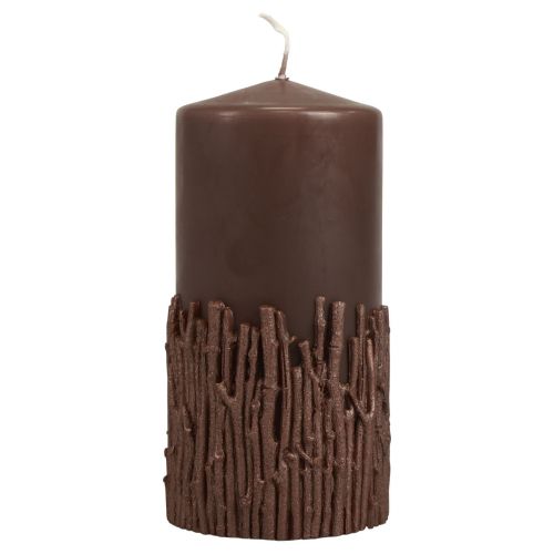 Product Pillar candle branches decor candle dark brown 150/70mm 1pc