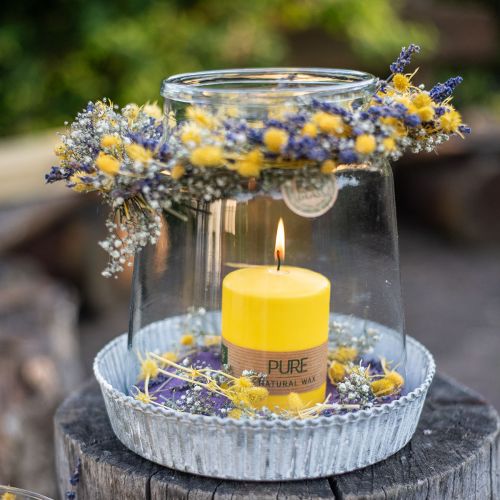 Floristik24 Pillar Candle Yellow Lemon Wenzel Candles PURE Candles 90×70mm