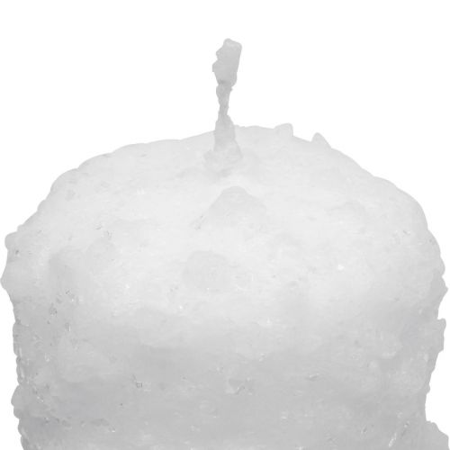 Product Advent candle set of 4 - White pillar candles with snowball effect and frost pattern, Christmas decoration 150/60mm