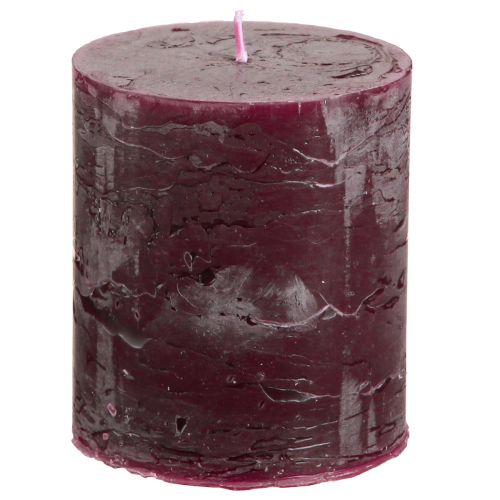 Product Burgundy colored pillar candles, 70x80mm, 4-pack, for elegant decoration and long burning time