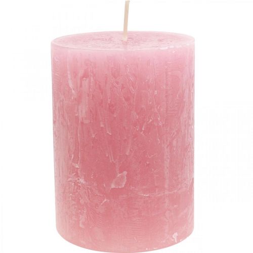 Product Set of 4 rustic pillar candles, antique rose, quality candles, dyed throughout, 80x110mm, for stylish decoration and long burning time